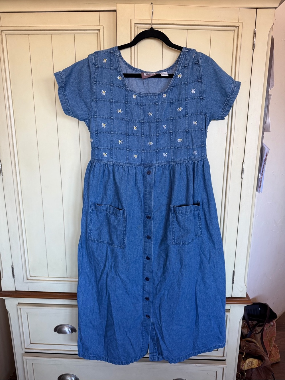 Preview International Blue Denim Ladies Top with Embroidered White Daisies